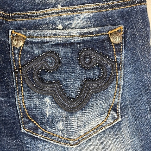 Rerock for Express Jeans Size 8 Distressed/Paint Stretch Skinny - Picture 10 of 14